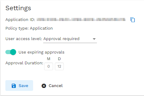 Access policy as seen from management application