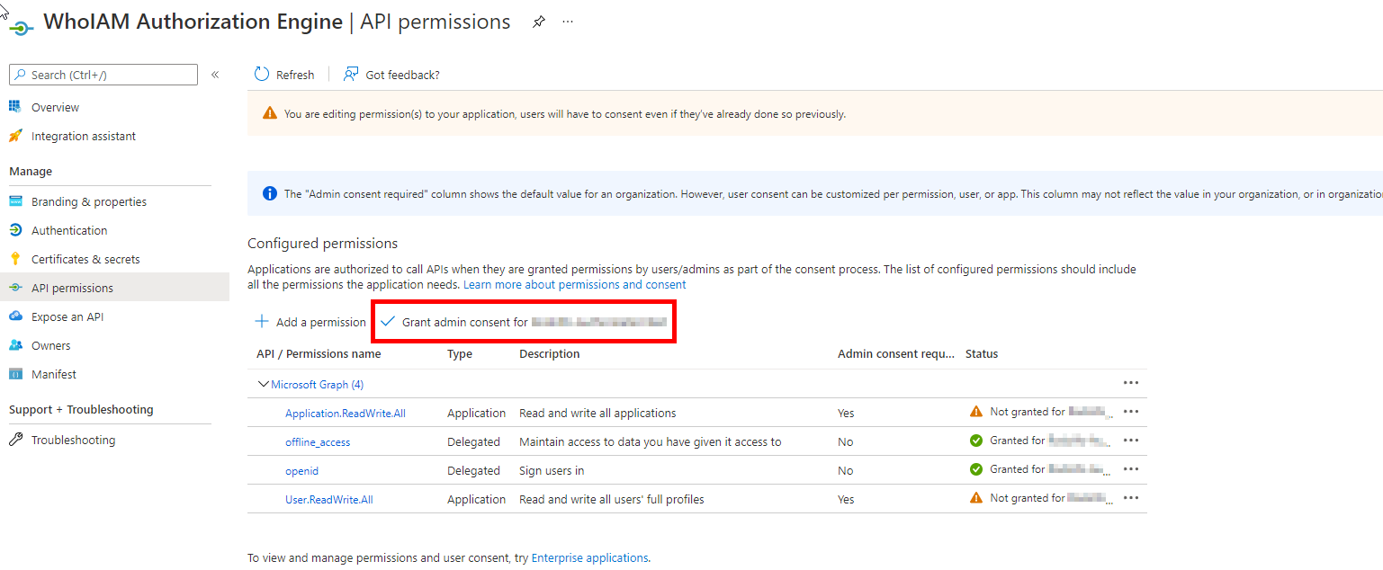 Granting Admin Consent for your application